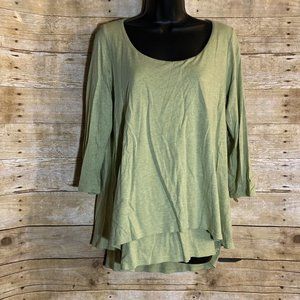 Pure Jill J Jill Size M Green Layered Elliptical Tee Scoop Neck Modal Cotton